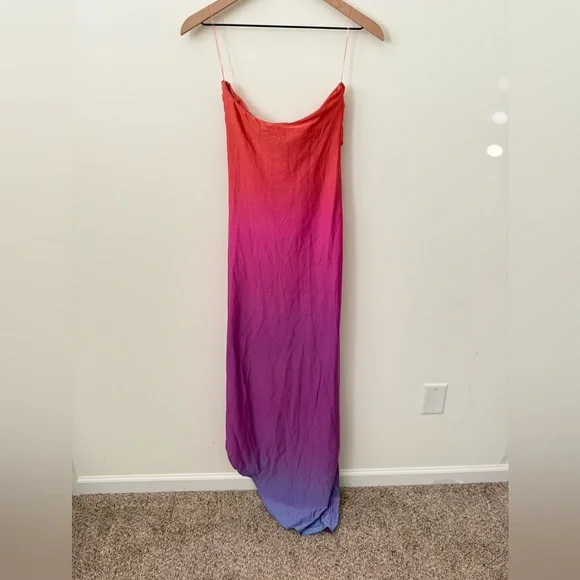 BAOBAB Vera Orange Pink Purple Glossy Cut Out Maxi Dress Size M - Picture 4 of 4
